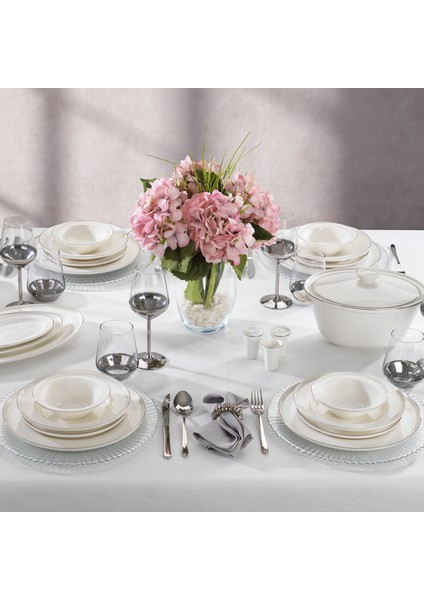 Queen Bonny Bone Yemek Takımı 60 Parça Platin