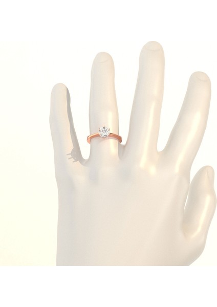 Altıgen Tek Taş Pırlanta Montür Rose Gümüş Yüzük fırsatları