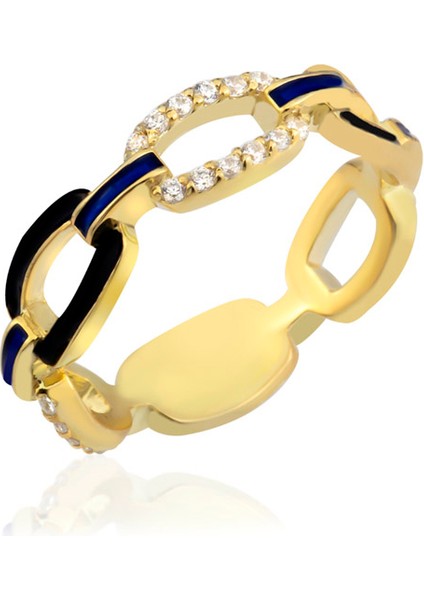 Zarif Taşlı Mineli Zincir Yüzük