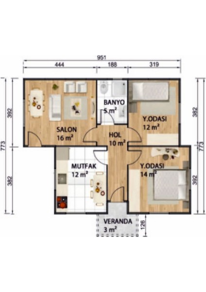 Ballife Prefabrik 72   M2 Standart Prefabrik Konut