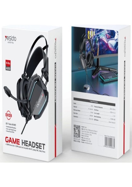 EK03 Kafaüstü Kablolu Rgb Gaming Kulaklık