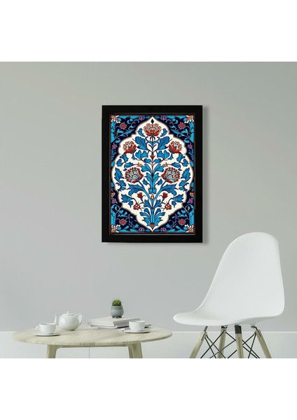Minimal Çini Desen D1 Poster Tablo 21 x 30CM - Beyaz Çerçeveli