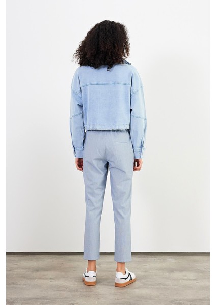 Kadın Marla Sky Blue Oversize Geniş Kesim Jean Ceket fiyatları