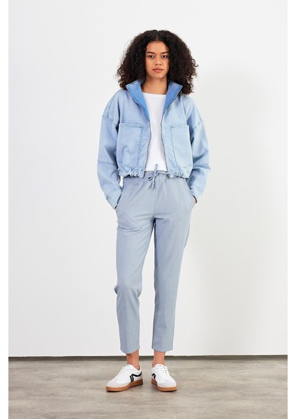 Kadın Marla Sky Blue Oversize Geniş Kesim Jean Ceket modelleri