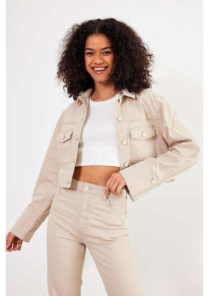 Kadın Grace Stone Renkli Denim Crop Ceket fiyatları