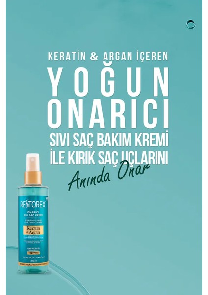 Keratin & Argan Onarıcı Sıvı Saç Bakım Kremi 200 ml - Yıpranmış ve Hasar Görmüş Saçlar