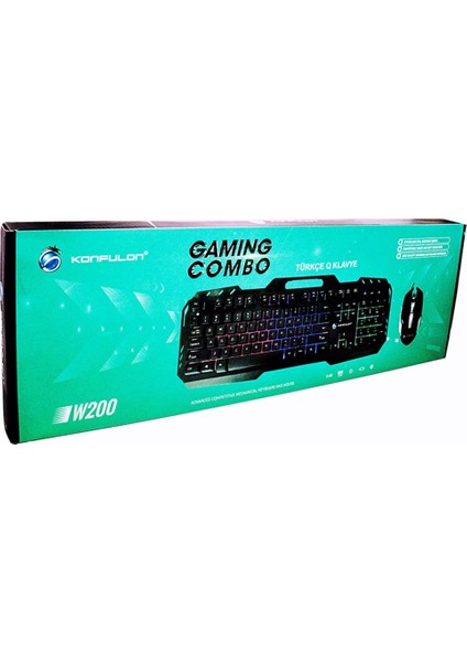 W200 Rgb Işıklı Türkçe Q Gaming Kablolu Klavye Mouse Set