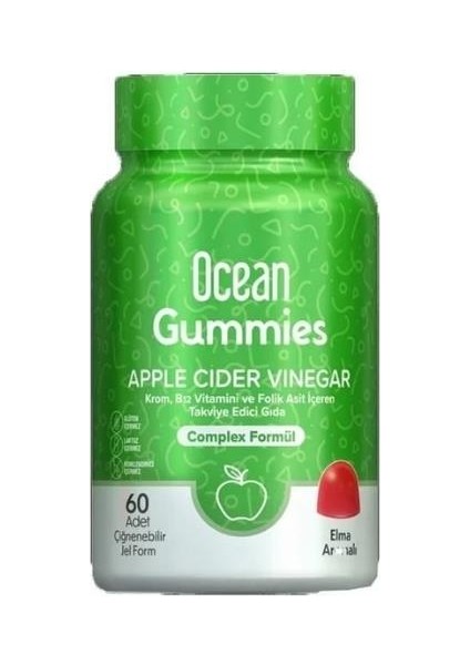 Ocean Gummies Apple Cider Vinegar 60 Çiğnenebilir Jel Form