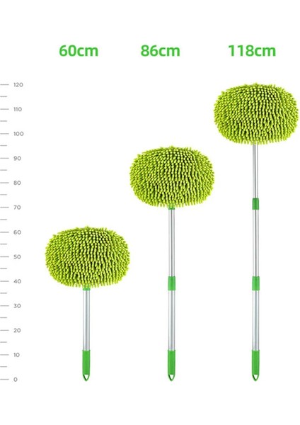 Mikrofiber Çok Fonksiyonlu Teleskopik Sopalı Oto Araba Yıkama Temizleme Fırçası Mopu, 2 Adet Mop Başlığı DG-1728