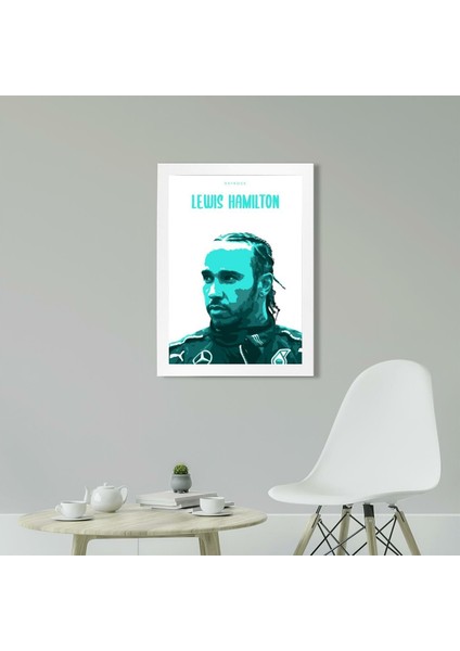 Lewis Hamilton 21 x 30 cm - Beyaz Çerçeveli