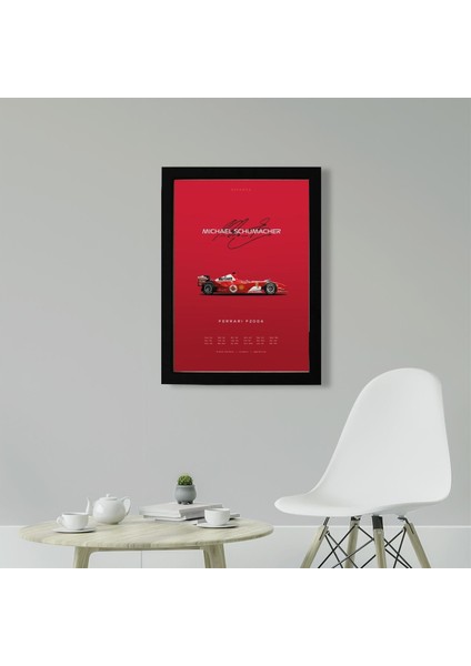 Michael Schumacher F2004 21 x 30 cm - Beyaz Çerçeveli