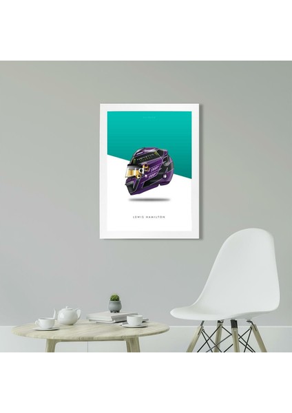 Lewis Hamilton Helmet 21 x 30 cm - Siyah Çerçeveli