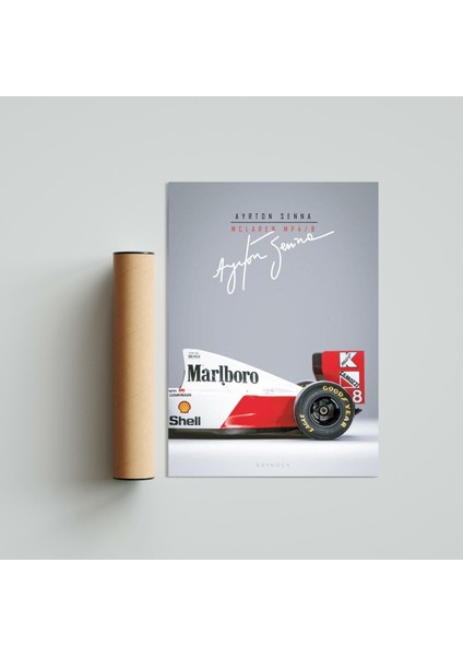 Ayrton Senna Mclaren 21 x 30 cm - Siyah Çerçeveli