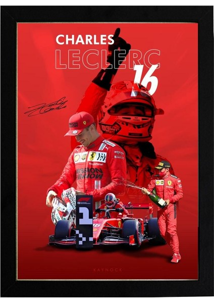 Charles Leclerc 16 21 x 30 cm - Siyah Çerçeveli