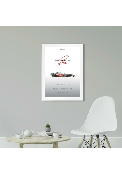 Lewis Hamilton Mclaren 21 x 30 cm - Siyah Çerçeveli
