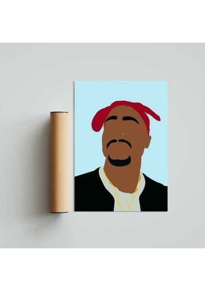 Tupac Shakur 21 x 30 cm  - Siyah Çerçeveli