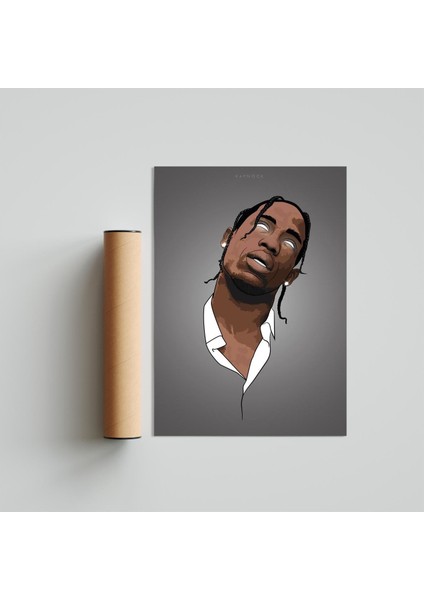 Travis Scott 21 x 30 cm - Siyah Çerçeveli