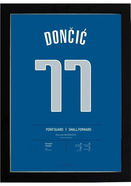 Luka Doncic Jersey 21 x 30 cm - Siyah Çerçeveli