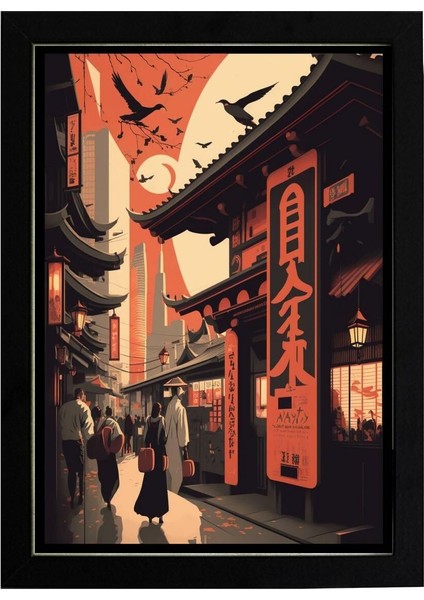 Vintage Tokyo V2 21 x 30 cm - Beyaz Çerçeveli