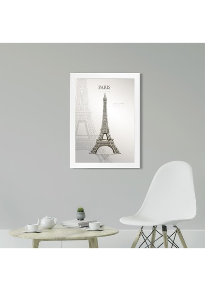 Eiffel Tower, Paris Poster Tablo 21 x 30 cm - Beyaz Çerçeveli