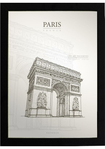 Arc De Triomphe, Zafer Takı Paris Poster Tablo 21 x 30 cm - Siyah Çerçeveli