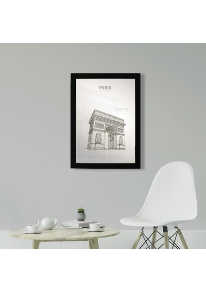 Arc De Triomphe, Zafer Takı Paris Poster Tablo 21 x 30 cm - Siyah Çerçeveli