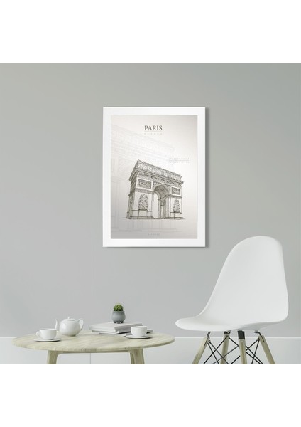 Arc De Triomphe, Zafer Takı Paris Poster Tablo 21 x 30 cm - Siyah Çerçeveli