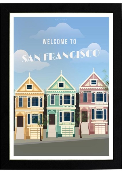 San Francisco Poster Tablo 30 x 42 cm - Siyah Çerçeveli