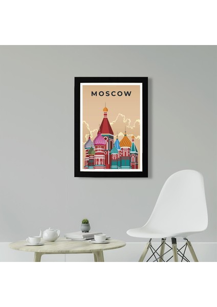 Moskova Poster Tablo 21 x 30 cm - Siyah Çerçeveli