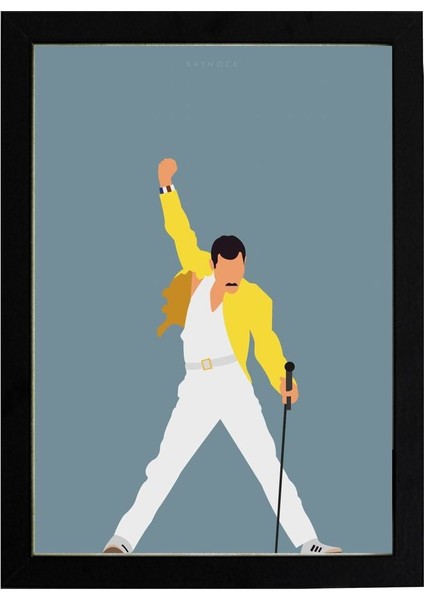 Freddie Mercury Poster Tablo 21 x 30 cm - Siyah Çerçeveli