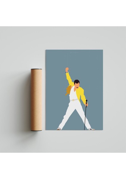 Freddie Mercury Poster Tablo 21 x 30 cm - Siyah Çerçeveli