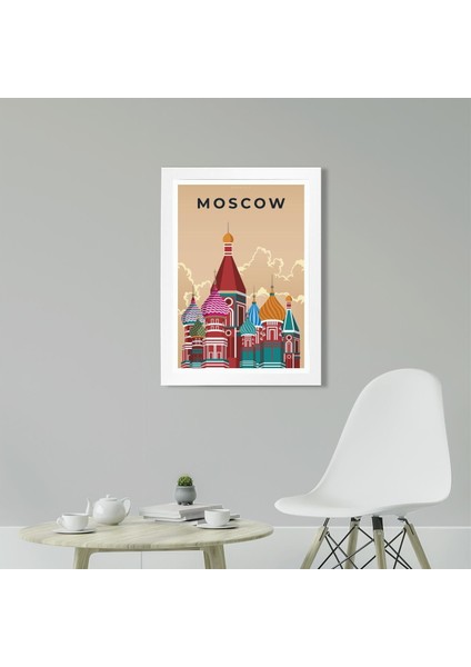 Moskova Poster Tablo 21 x 30 cm - Siyah Çerçeveli