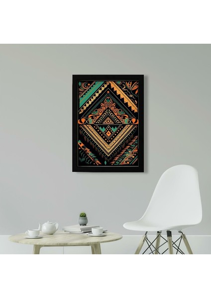 Afrikan Etnik Desen D14 Poster Tablo 21 x 30 cm - Beyaz Çerçeveli