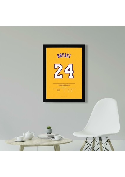 Kobe Bryant Jersey 24 21 x 30 cm - Beyaz Çerçeveli