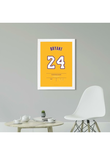 Kobe Bryant Jersey 24 21 x 30 cm - Beyaz Çerçeveli