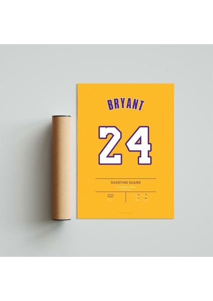 Kobe Bryant Jersey 24 21 x 30 cm - Beyaz Çerçeveli