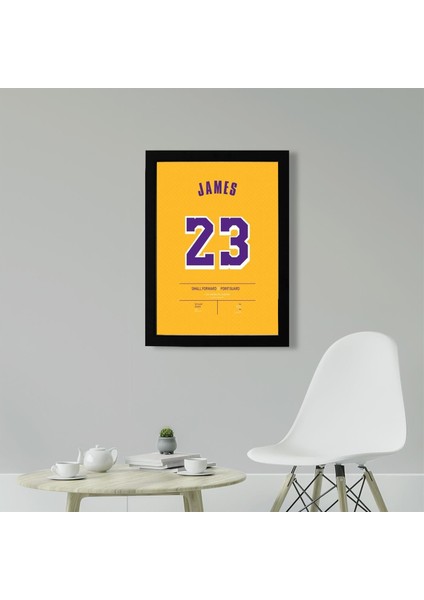 Lebron James Los Angeles Lakers Jersey 21 x 30 cm - Siyah Çerçeveli