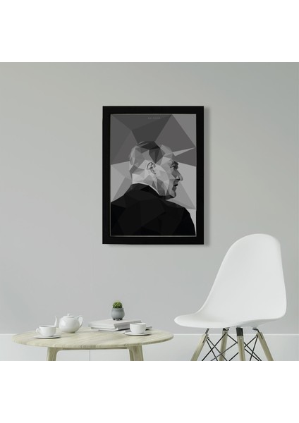 M. Kemal Atatürk Poster Tablo 21 x 30 cm - Beyaz Çerçeveli