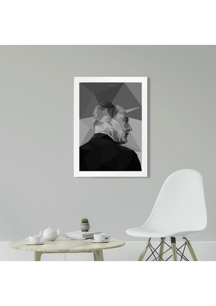 M. Kemal Atatürk Poster Tablo 21 x 30 cm - Beyaz Çerçeveli