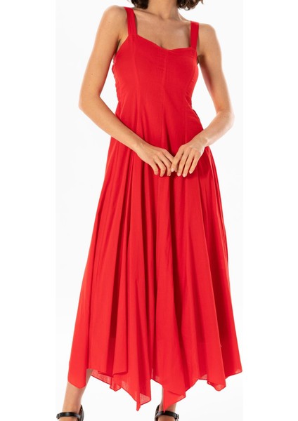 Askılı Vual Emel Uzun Yazlık Elbise Kırmızı Krmz modelleri