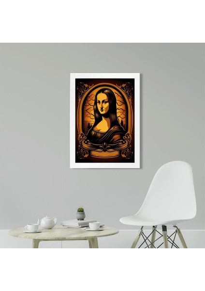 Mona Lisa 21 x 30 cm  - Beyaz Çerçeveli