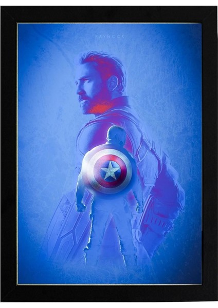 Captain America 21 x 30 cm - Siyah Çerçeveli