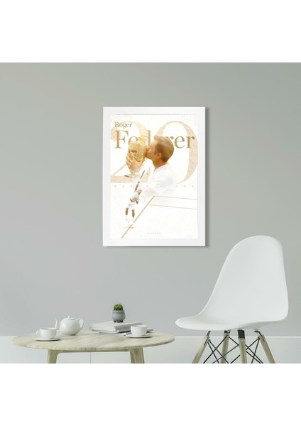 Roger Federer 20, Tenis Poster Tablo 21 x 30 cm - Beyaz Çerçeveli