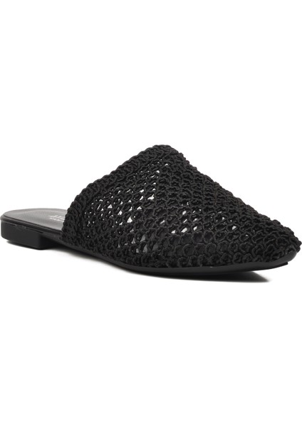 335166 Siyah Örgülü Kadın Sabo Terlik modelleri