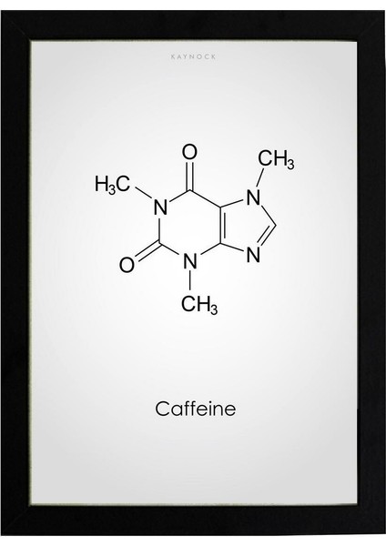 Caffeine, Kahve Poster Tablo 21 x 30 cm - Siyah Çerçeveli