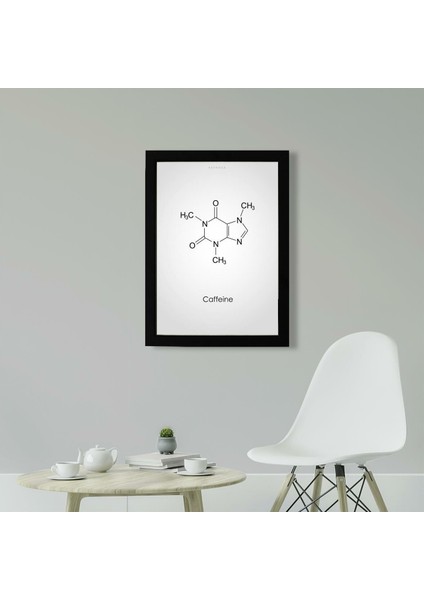 Caffeine, Kahve Poster Tablo 21 x 30 cm - Siyah Çerçeveli