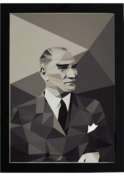 Atatürk Poster Tablo 21 x 30 cm - Beyaz Çerçeveli