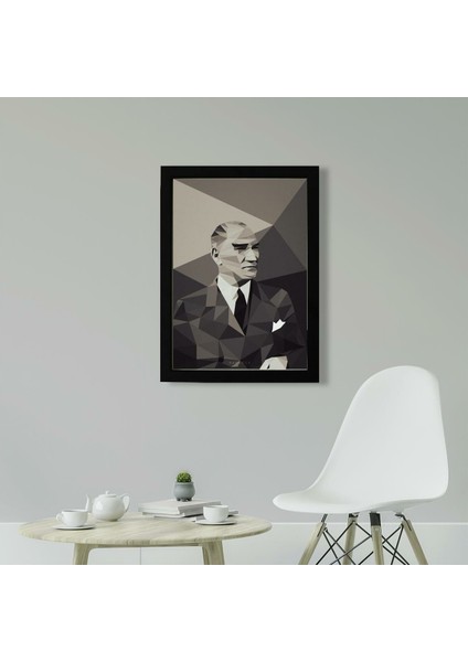 Atatürk Poster Tablo 21 x 30 cm - Beyaz Çerçeveli