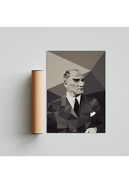 Atatürk Poster Tablo 21 x 30 cm - Beyaz Çerçeveli