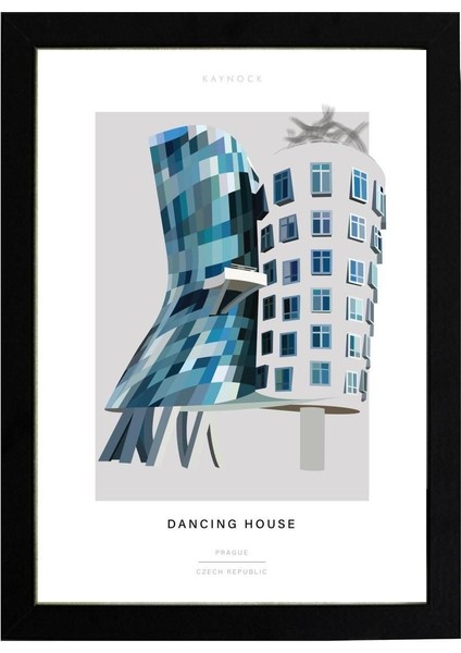 Dancing House Poster Tablo 21 x 30 cm - Siyah Çerçeveli